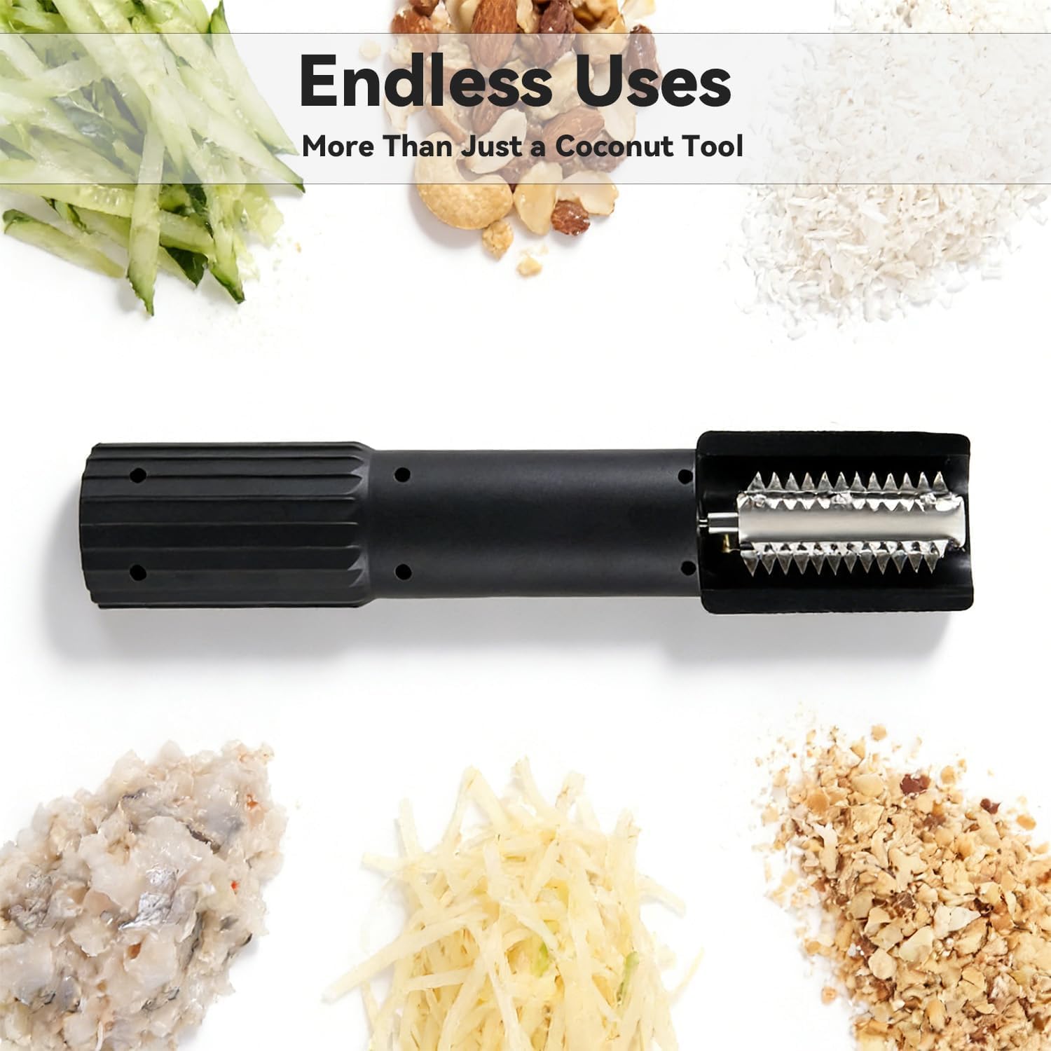 Portable Electric Coconut Grater Machine, Multipurpose Handheld Coconut Scraper Peeler Shredder, Anti-Splash Rotating Kitchen Grater, Stainless Steel, for Kitchen (2Pcs-B)