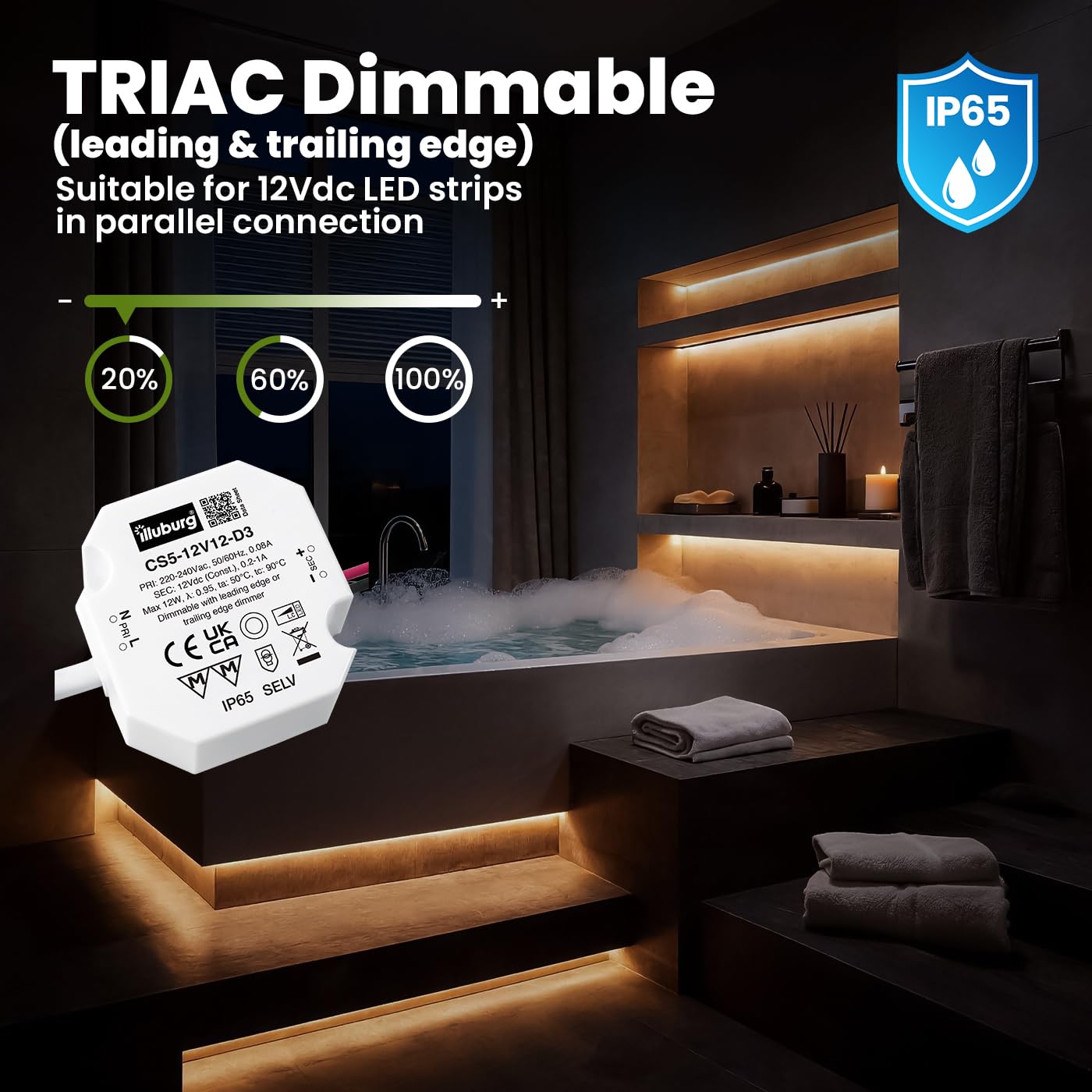 Trasformatore LED 12V 24W, Trasformatore elettronico del driver LED