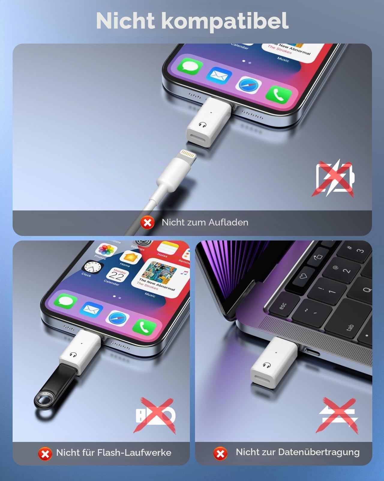 MoKo Lightning auf USB-C Audio Adapter, USB C auf Lightning Kopfhörer Adapter für iPhone 17 16 16e 15 Pro Max Plus, iPad Air/Pro, MacBook, Weiß