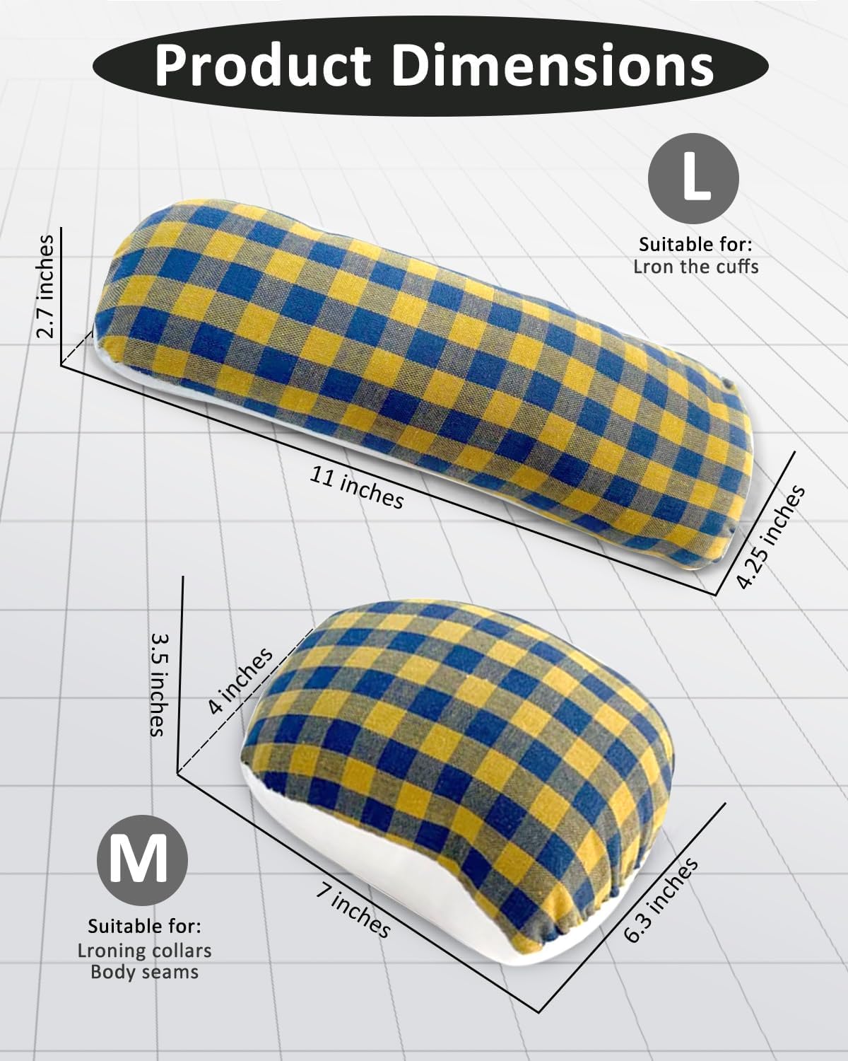 Professional 2 Pack Tailors Ham for Pressing Sewing and Seam Roll Set,Pad Ergonomic Ironing Tool for Curved Seams Kit