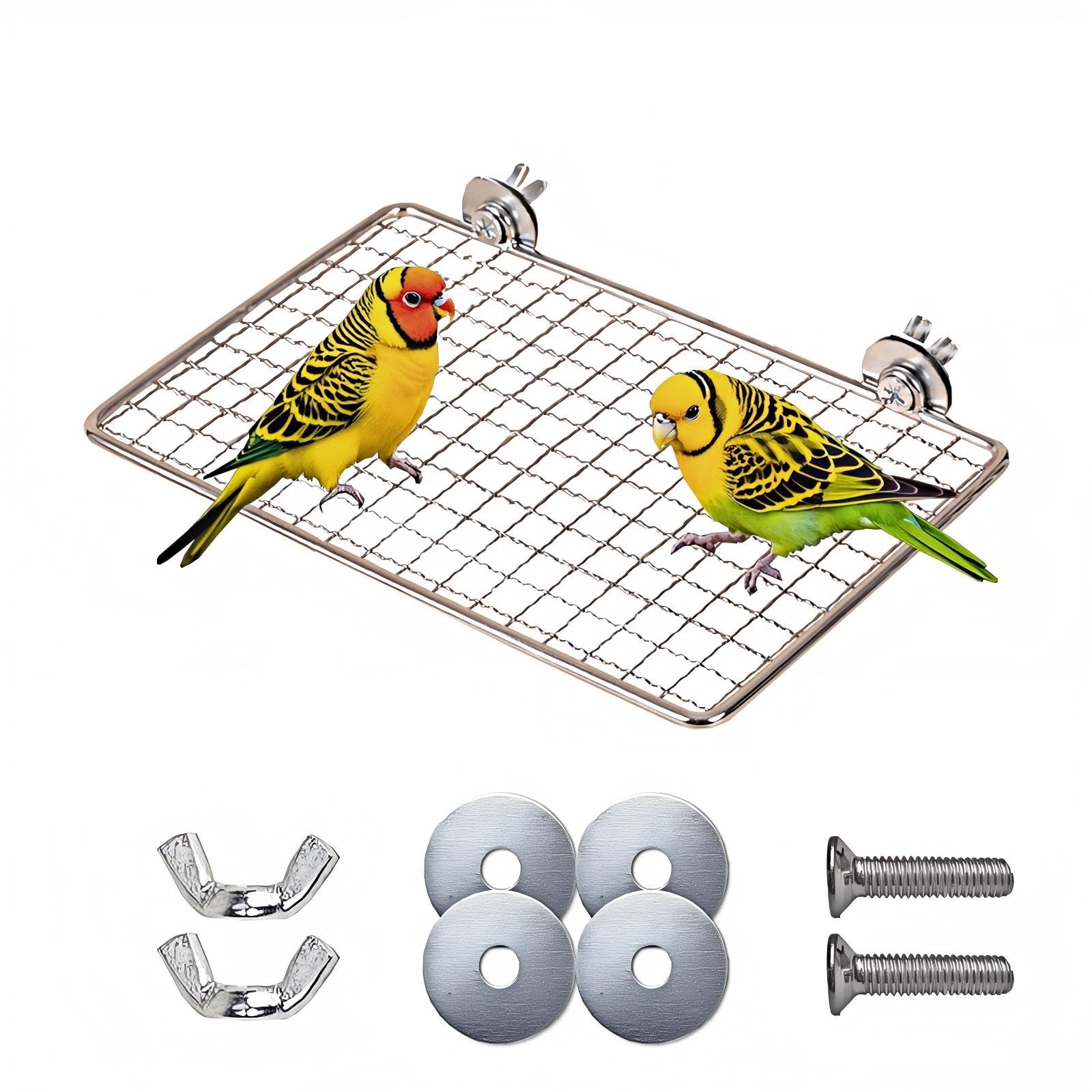 Bird Perches Platform,Stainless Steel Shelves for Bird Cage,Parrot Platform Perches for Birds-Safe Bird Shelf Stand for Cage Accessories,Suitable for