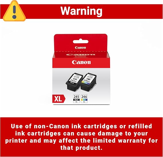 Canon PG-245 XL / CL-246 XL Genuine Ink Value Pack (2 Cartridges), Compatible with iP2820, MG2420/2924/2920/3020/2522/2525, MX492, TS3120/302/302a/202/202a/4520/3320