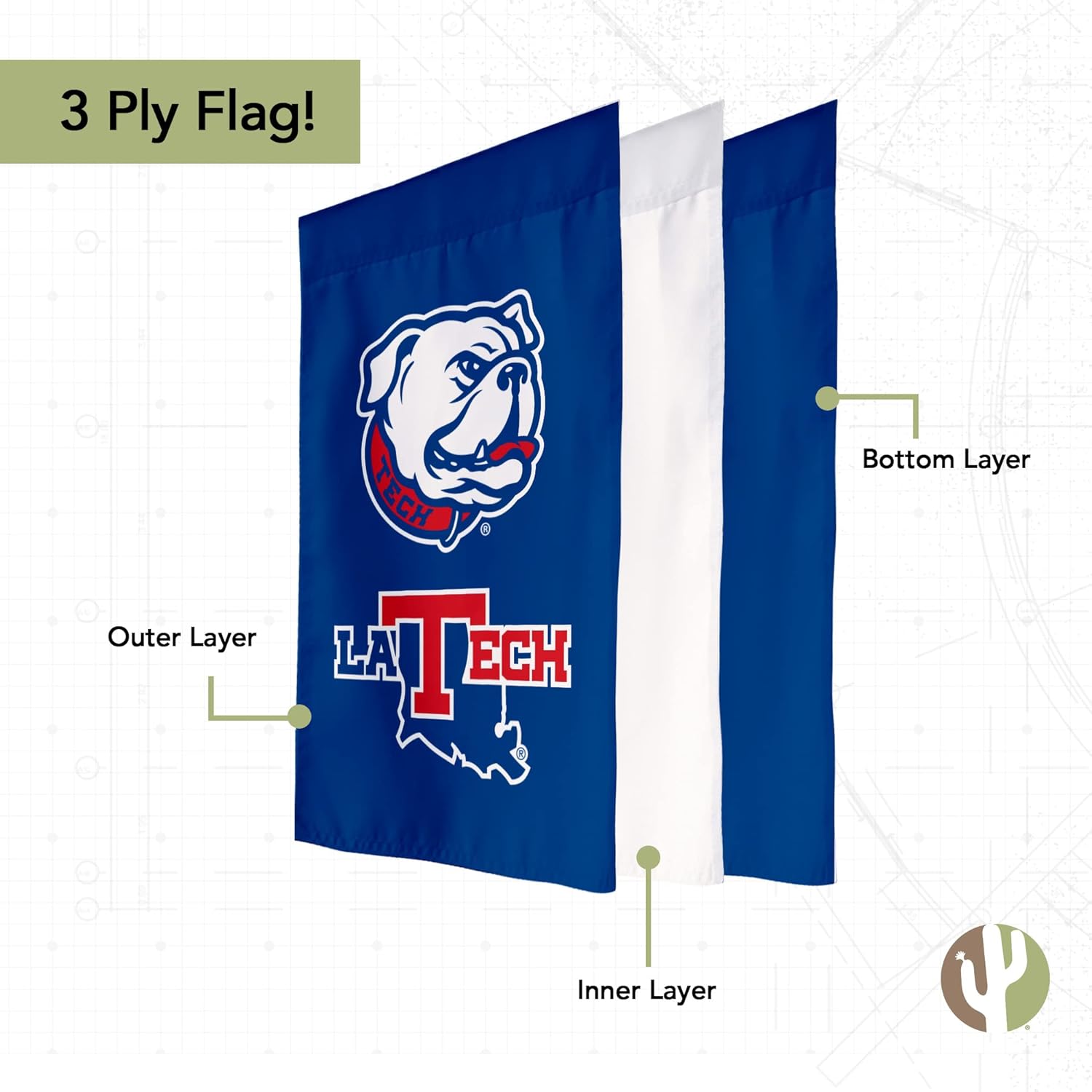 Desert Cactus Louisiana Tech University LTU Garden Flag – 19 x 12 inch Louisiana Tech Bulldogs Banner, For Outdoor Display and Events (Design H) - Image 3