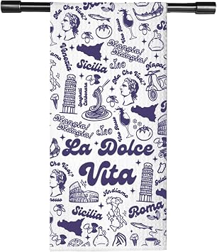 TSOTMO La Dolce Vita Italia Kitchen Towel Italian Pride Kitchen Napoli Sicilian Florence Italy Rome Italy Trip Dish Towel Tea Towel Roma Vita Towel