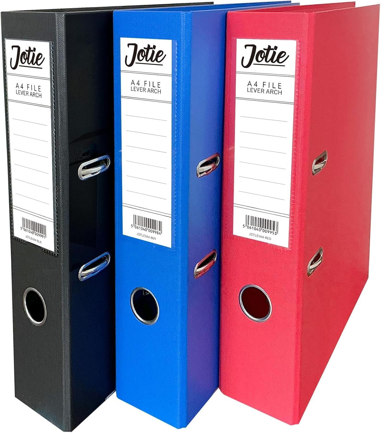 Set of 3 Assorted Colour (Black, Navy & Red) A4 Lever Arch Files for Paperwork A4 Folders with 70mm Spine, Thumb Ring & Elegant Anti-Spill Cover | Large Ring Binders | File Storage & Office Supplies