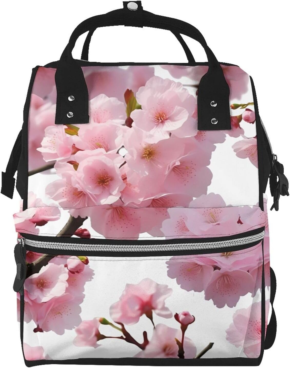 Cherry Japanese Cherry Blossom Diaper Bag Backpack for Women Multifunction Waterproof Mummy Backpacks for Mom Dad, Large Capacity Nappy Bag with Changing Pad Casual Daypack Travel Bags