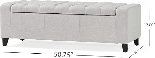 Miniatura 26 de Christopher Knight Home Otomana de almacenamiento de tela Hikaru, gris oscuro. Dimensiones: 20.50 pulgadas de profundidad x 51.00 pulgadas de ancho