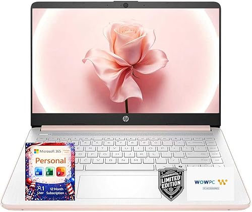 HP Ultrabook Laptop with Office 365 - Copilot AI - Intel Core | Thin & Portable, Anti-Glare Display, 1TB OneDrive + 64GB SSD, Win11, Fast Charge and 12hrs Battery, Fast, Smart, Essential, no Mouse