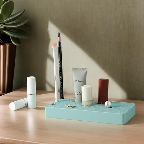 Linsiter Soporte de silicona para lápiz labial, 18 + 6 ranuras, organizador de lápiz labial, estuche cuadrado de maquillaje para pinceles, labios,