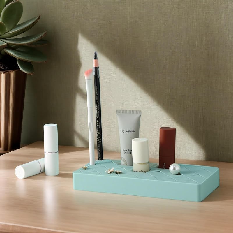 Organizador de maquiagem Linsiter em silicone verde com 24 compartimentos