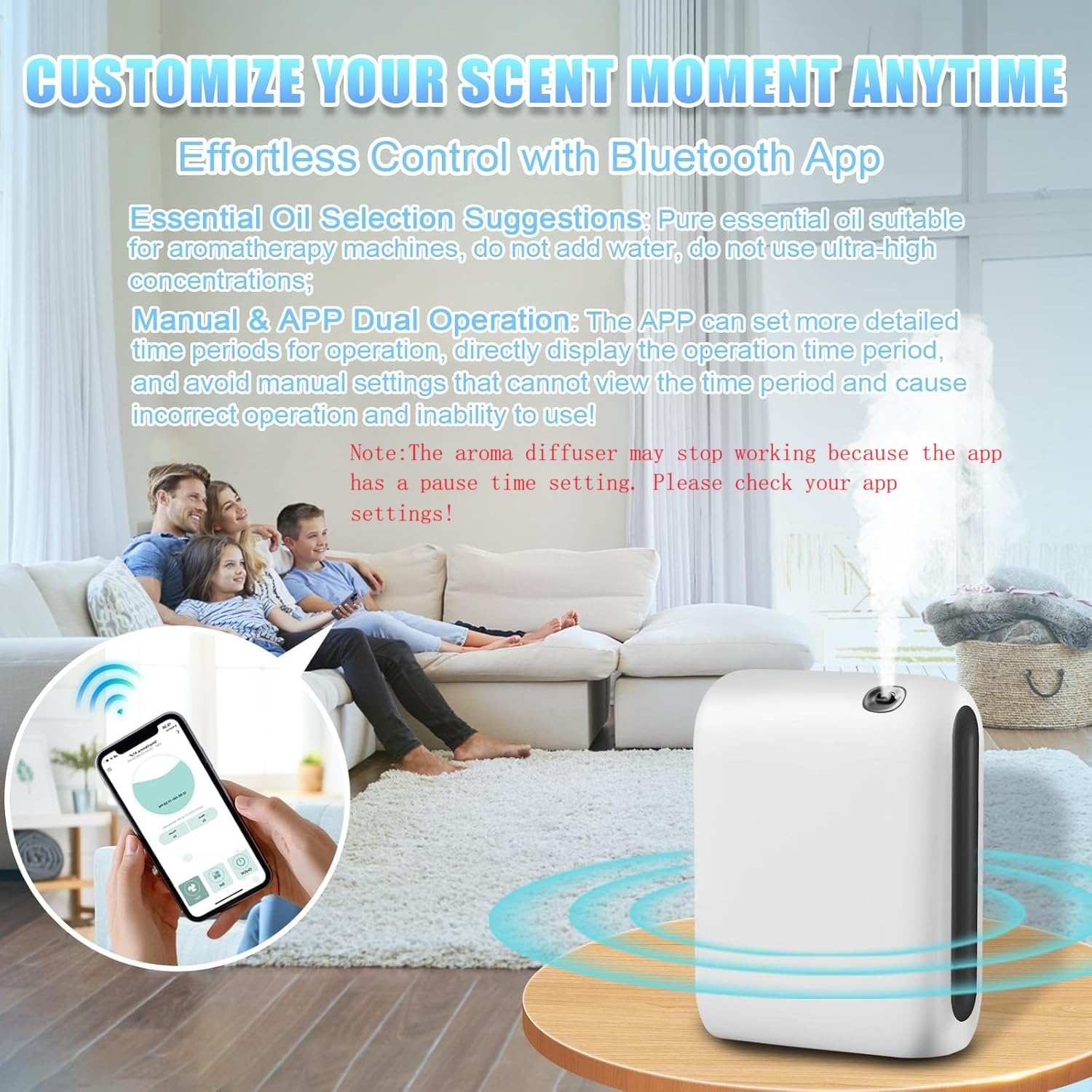 Difusor sin agua para el hogar, máquina de aire aromático para el hogar con conexión Bluetooth, 200 ml, ambientador para toda la casa, difusor de colección de hotel para habitación grande, oficina