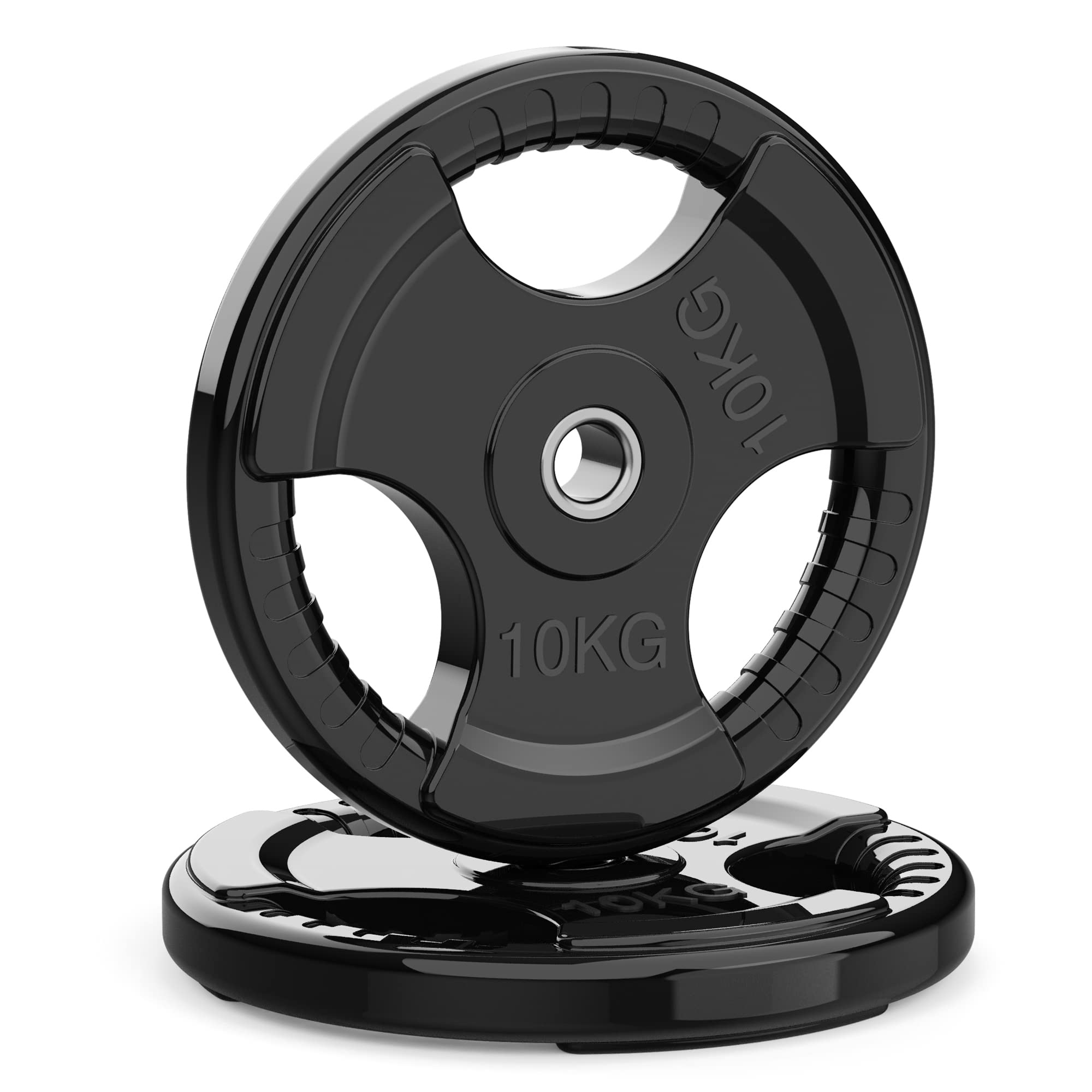 PhysKcal 10kg x2 1-Inch Olympic Weight Plates with Rubber Finish, Black Barbell Plates Discs for Lifting and Strength Training, Solid Cast Iron Core Weights Set for Barbell — image 1