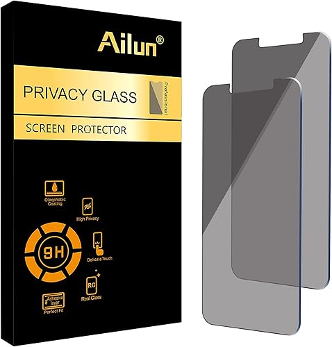 Ailun Protector de pantalla de privacidad para iPhone 14iPhone 13iPhone 13 Pro 6.1 pulgadas Paquete de 2 fundas de vidrio templado antiespía privado