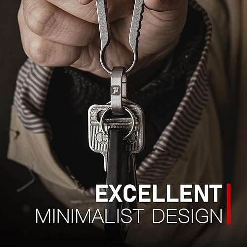 Miniatura 4 de FEGVE Llaveros de titanio con 2 llaveros de acero inoxidable Llavero giratorio de titanio pequeño con anillo en D