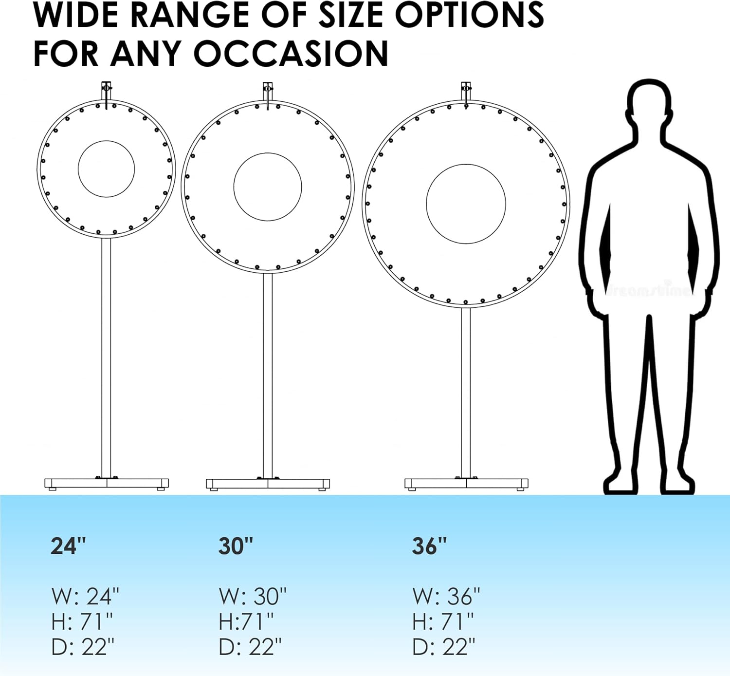 Retro Color Floor Stand Dry Erase Prize Wheel – 30” Spinning Wheel Game, Vibrant 14 Sections, Durable Wood, Trade Show Raffle & Event – Made in USA