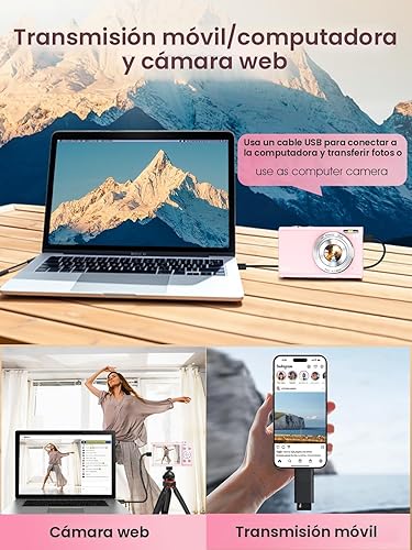 Miniatura 8 de Cámara digital, cámara de videoblogs 4K con enfoque automático para fotografía con tarjeta de 32 GB, cámara digital compacta portátil de 48