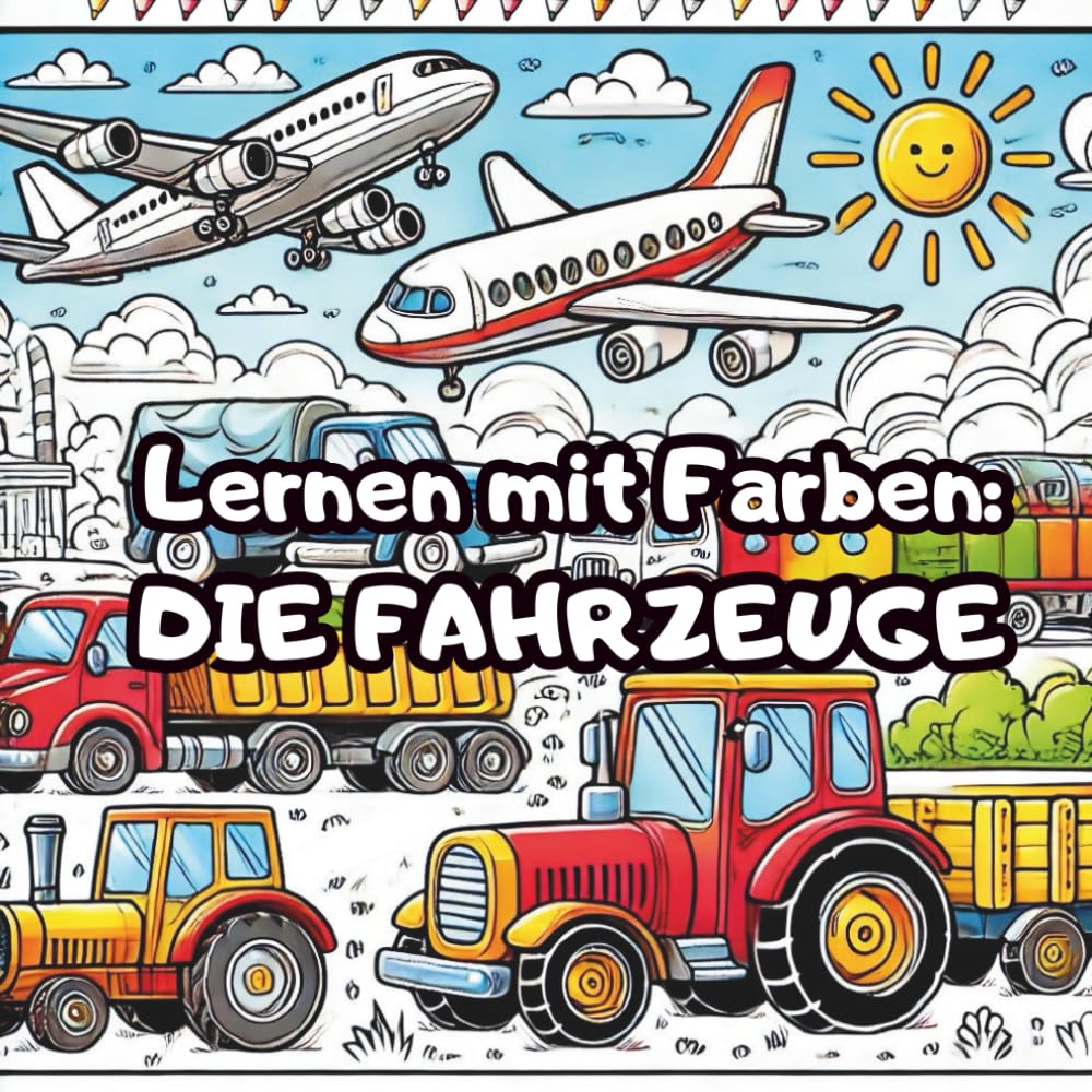 Lernen mit Farben - DIE FAHRZEUGE: Einfaches und unterhaltsames Malbuch für Kinder mit 50 verschiedenen Fahrzeugen