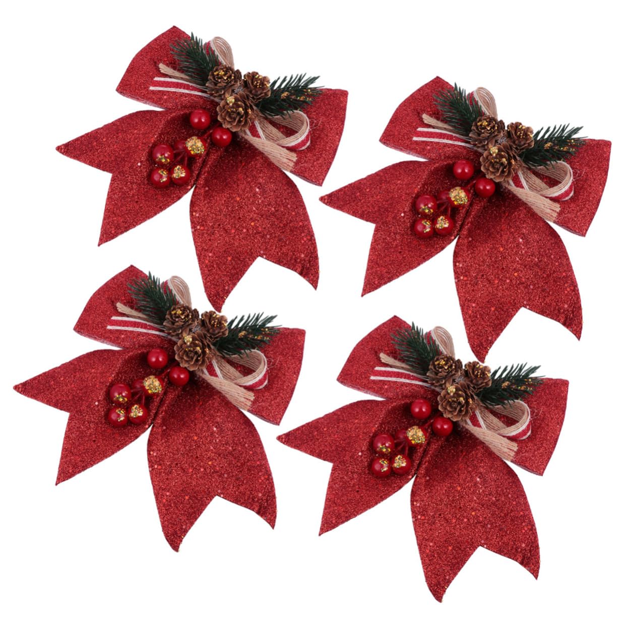 Abaodam 12pezzi Decorazioni Natalizie con Fiocchi Glitterati per Albero di Natale Addobbi Festivi Materiale di qualità per Atmosfere Incantevoli