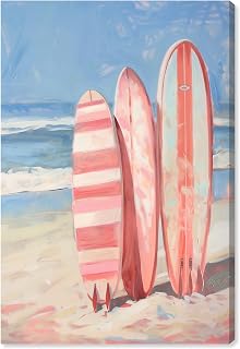 Art Remedy Modern Coastal Print Canvas, 16" x 24", Gallery Wrapped, Pink Surfboards
