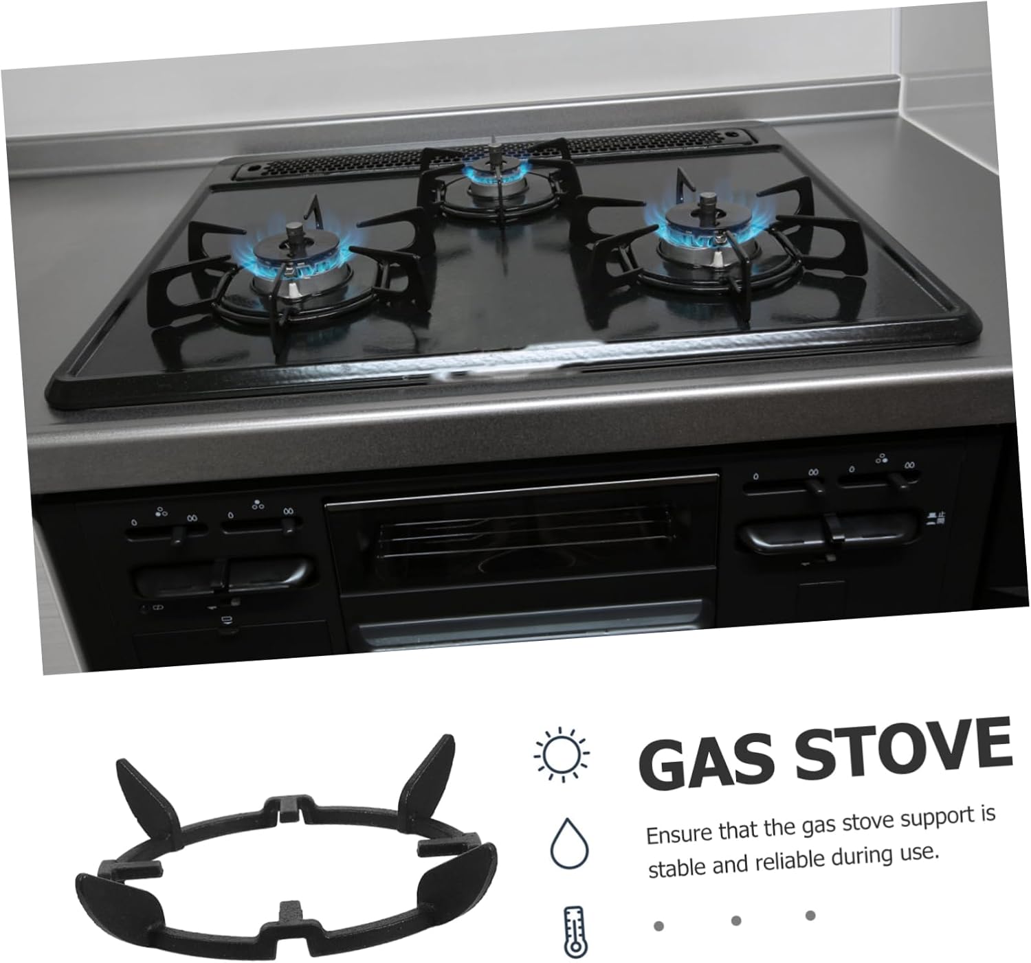 OUNONA Sturdy Gas Stove Bracket Cast Iron Pot Rack Wok Trivet for Gas Stove Outdoor Cooking