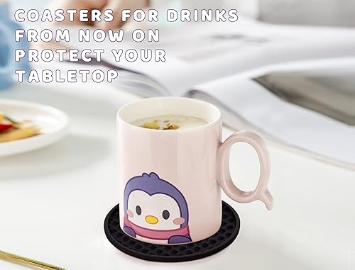 Miniatura 4 de Posavasos para bebidas, paquete de 6 posavasos con soporte, posavasos de silicona resistentes al calor, protección de mesa, posavasos de goma