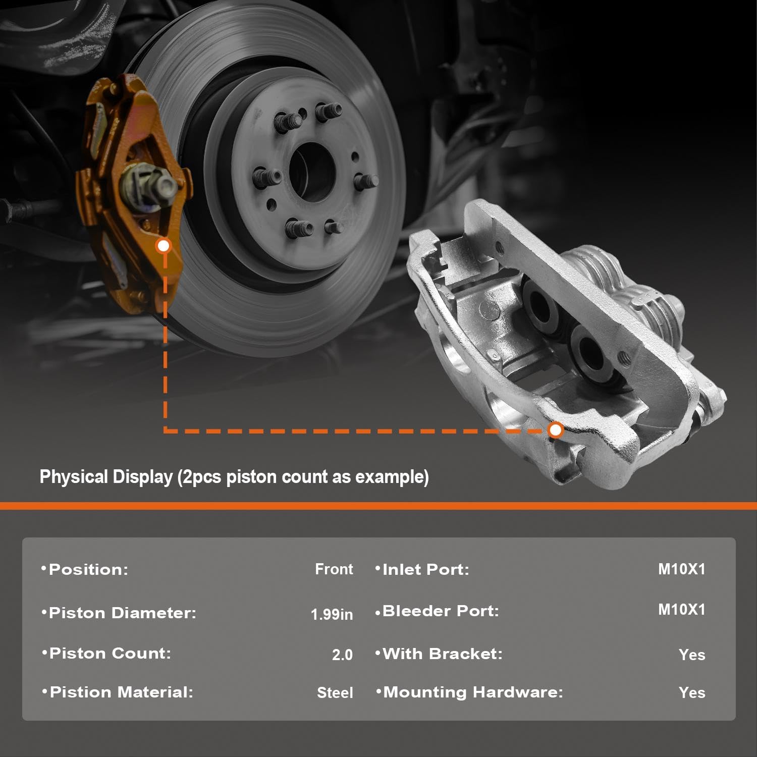 Anpulsero Front Driver and Passenger Brake Caliper with Bracket Compatible with Select Acura Models - MDX 2007-2013, ZDX 2010-2013, 19-B3278 19-B3279