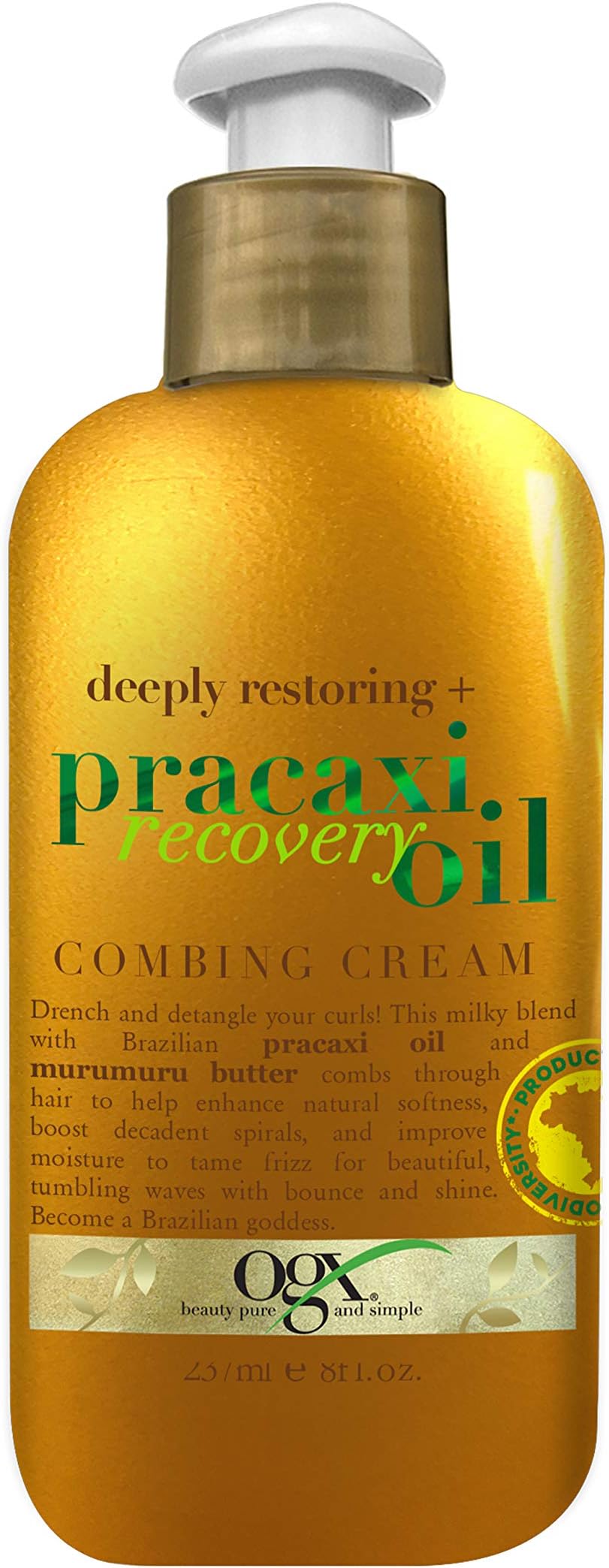 Deeply Restoring + Pracaxi Recovery Oil AntiFrizz LeaveIn Combing Cream with Murumuru Butter SulfateFree Surfactants Conditioning Hair Treatment to Detangle Style Mint, 8 Fl Oz