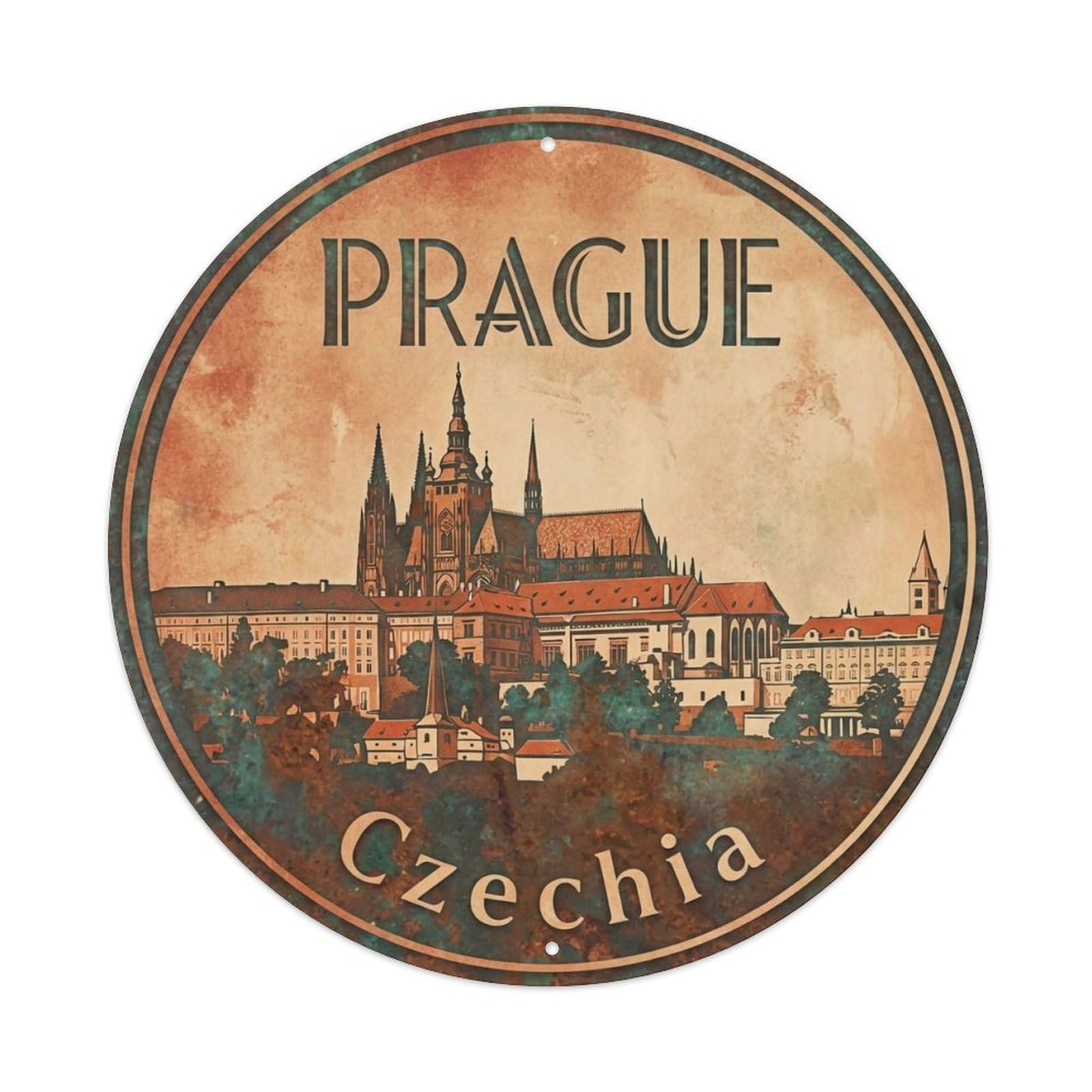 Vintage Travel Prague Czechia Keepsake 1 Metal Tin Sign