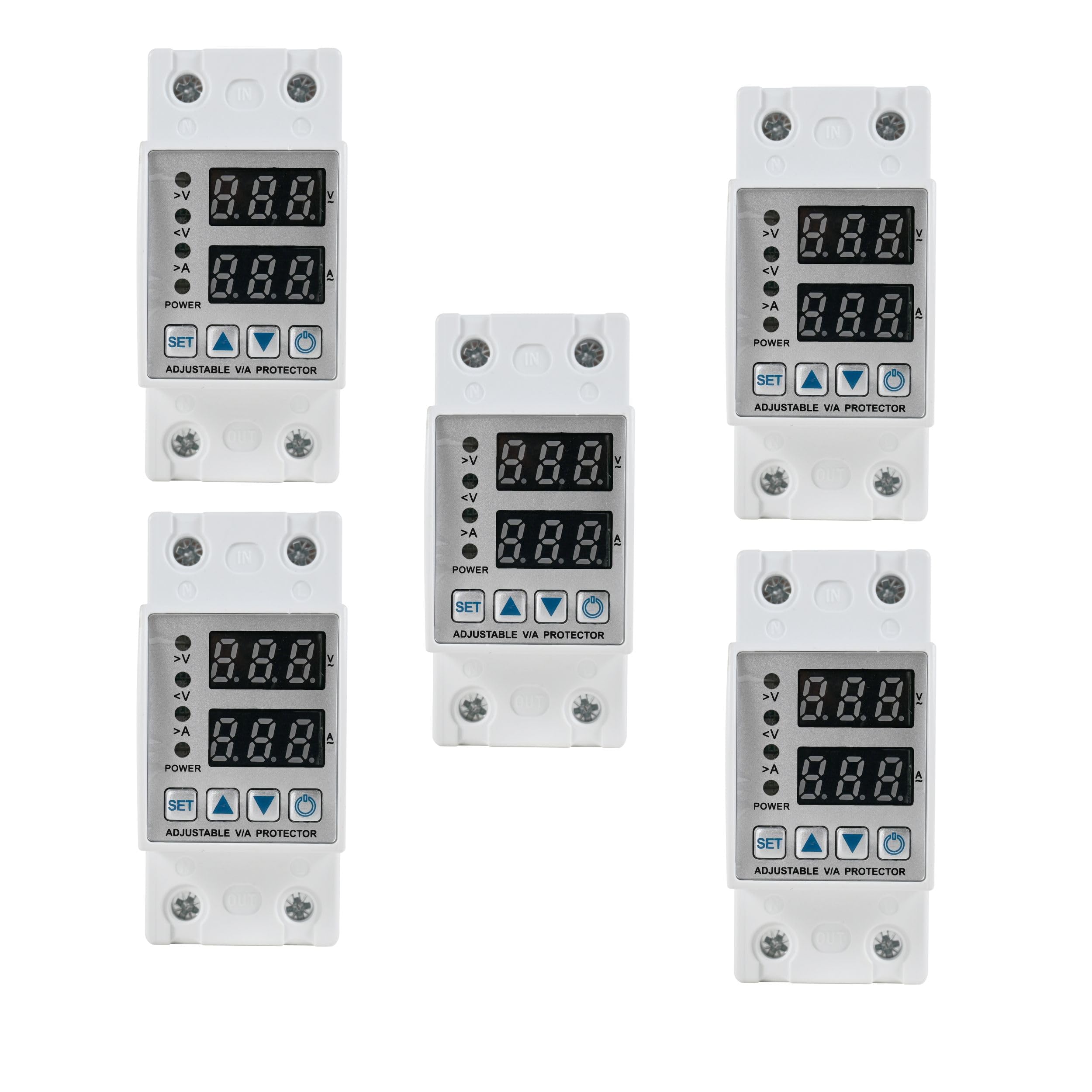 SENSILUX Single Phase Voltage Protector 63A 220V AC with Auto Cut Off & Auto Reconnect | Digital Display Over Under Voltage Protection Device for Home, Main Line Safety Switch DIN Rail Mount