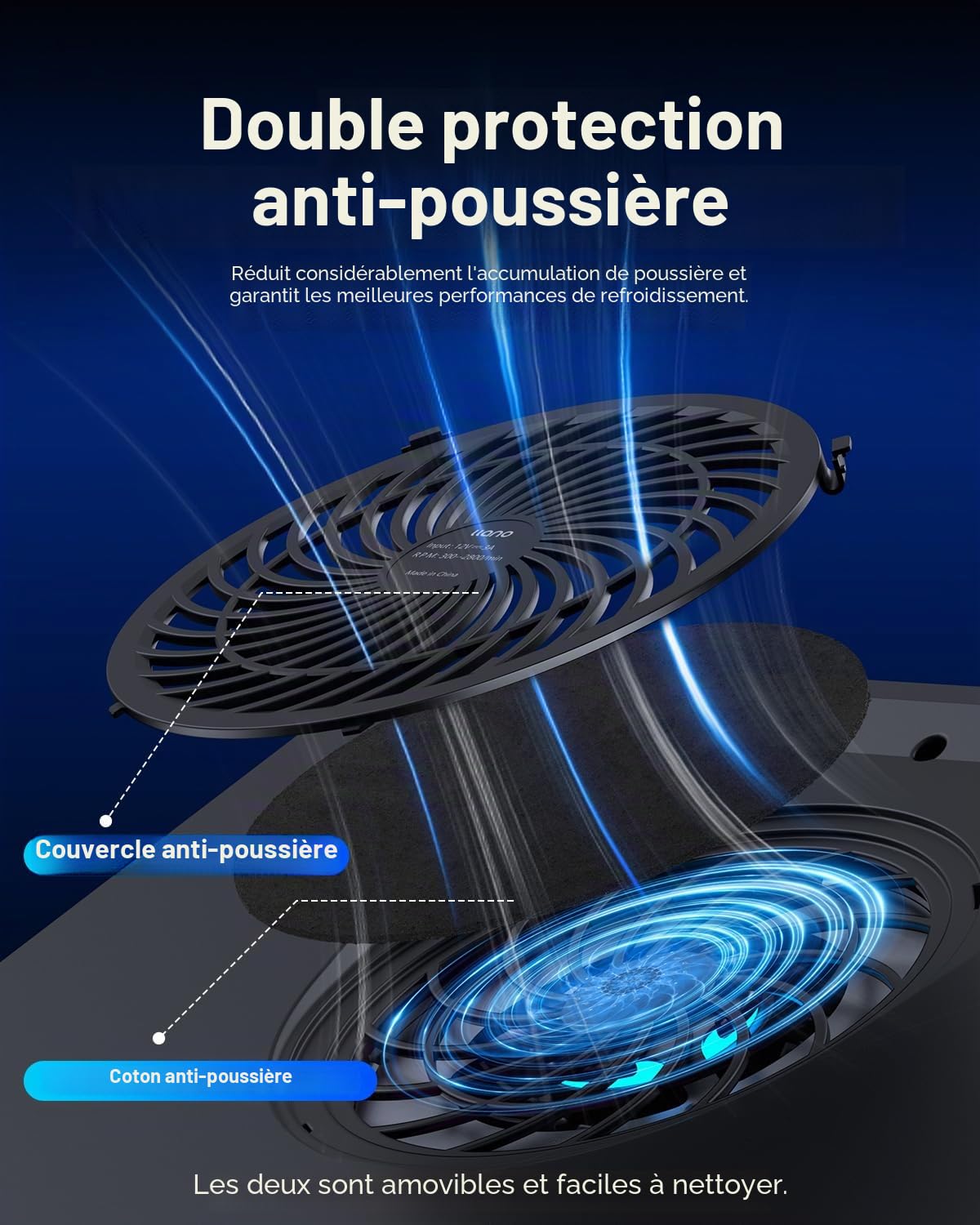llano Refroidisseur Ordinateur Portable avec RGB, Ventilateur Turbo de 14cm Extra Large à Vitesse réglable,Mousse d'étanchéité, concentrateur USB de 3 Ports pour portatile de 38 à 48cm