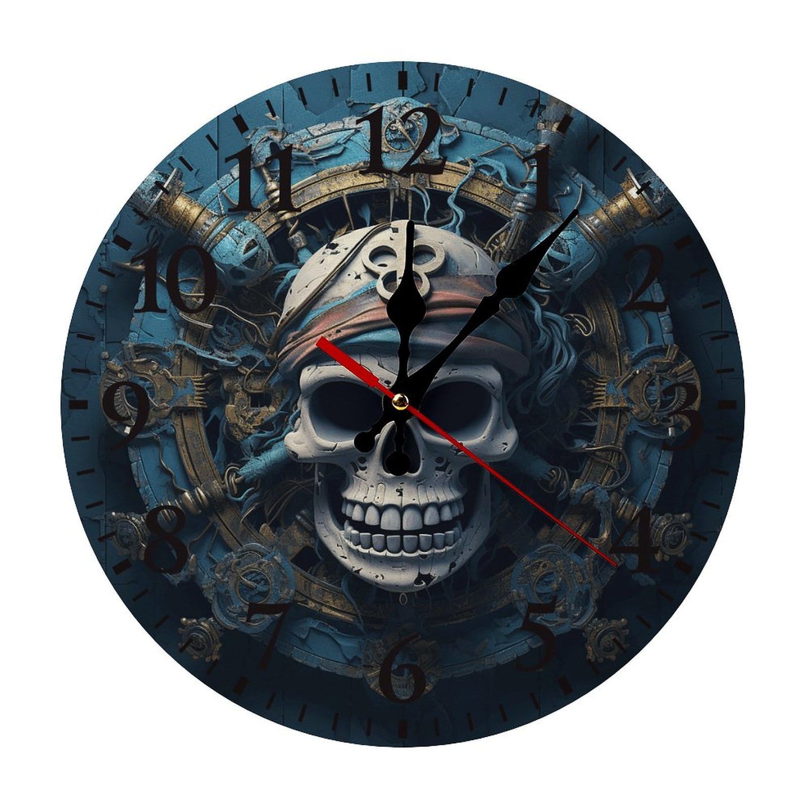 Horloge murale silencieuse pirate pour travailler au calme dans le bureau