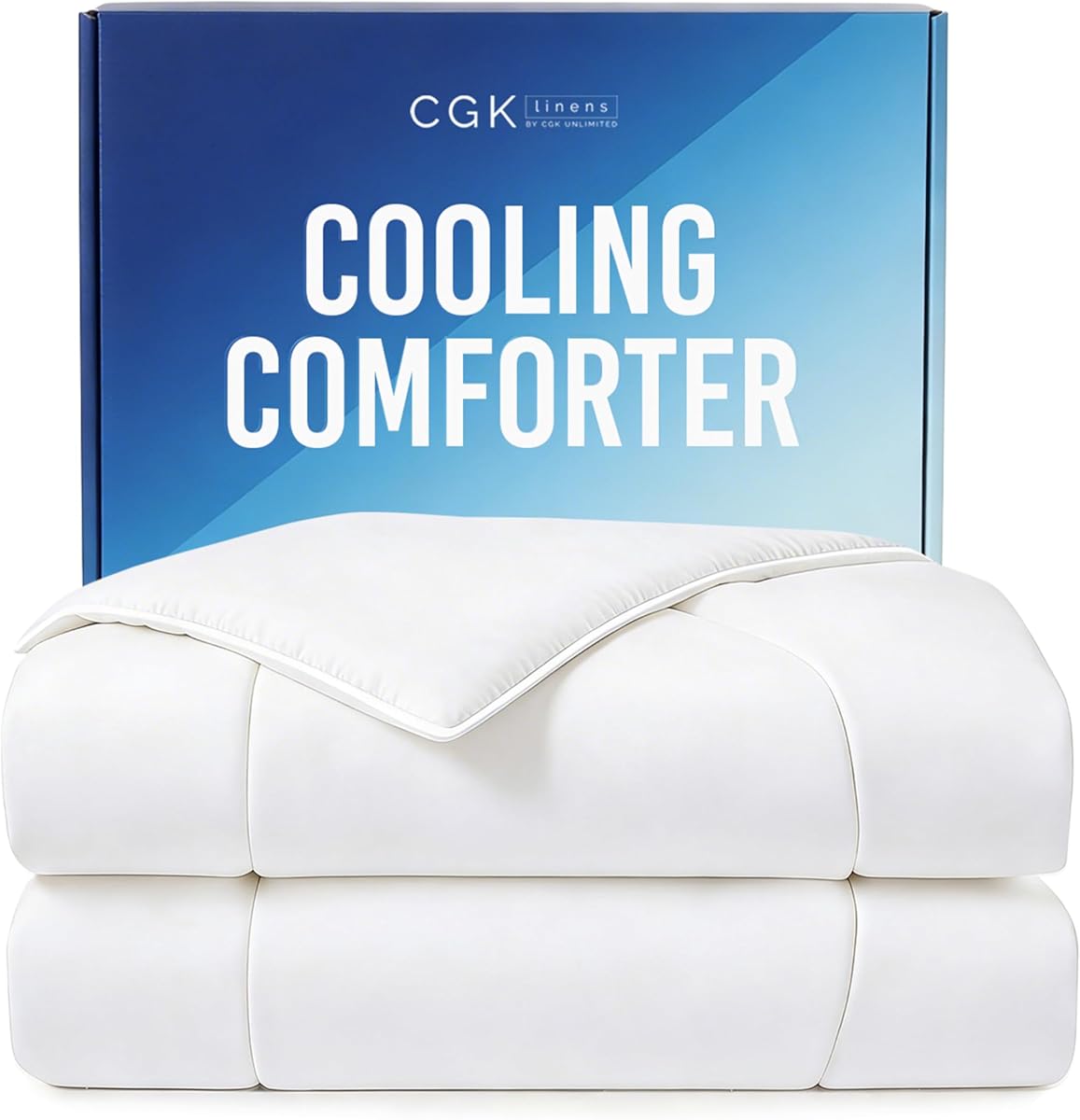 Cooling Comforter Queen Size - Cooling Blanket - 90x90 (White) | For Hot Sleepers and Night Sweats, Summer Comforter for Queen Size Beds, Soft, Breathable Cold Blanket for Sleeping & Cooling