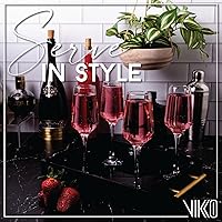 Vista 3 de Vikko Copas de champán, copa de champán tostada de 7.75 onzas, copas de champán transparentes, juego de 6 elegantes copas de vino espumoso