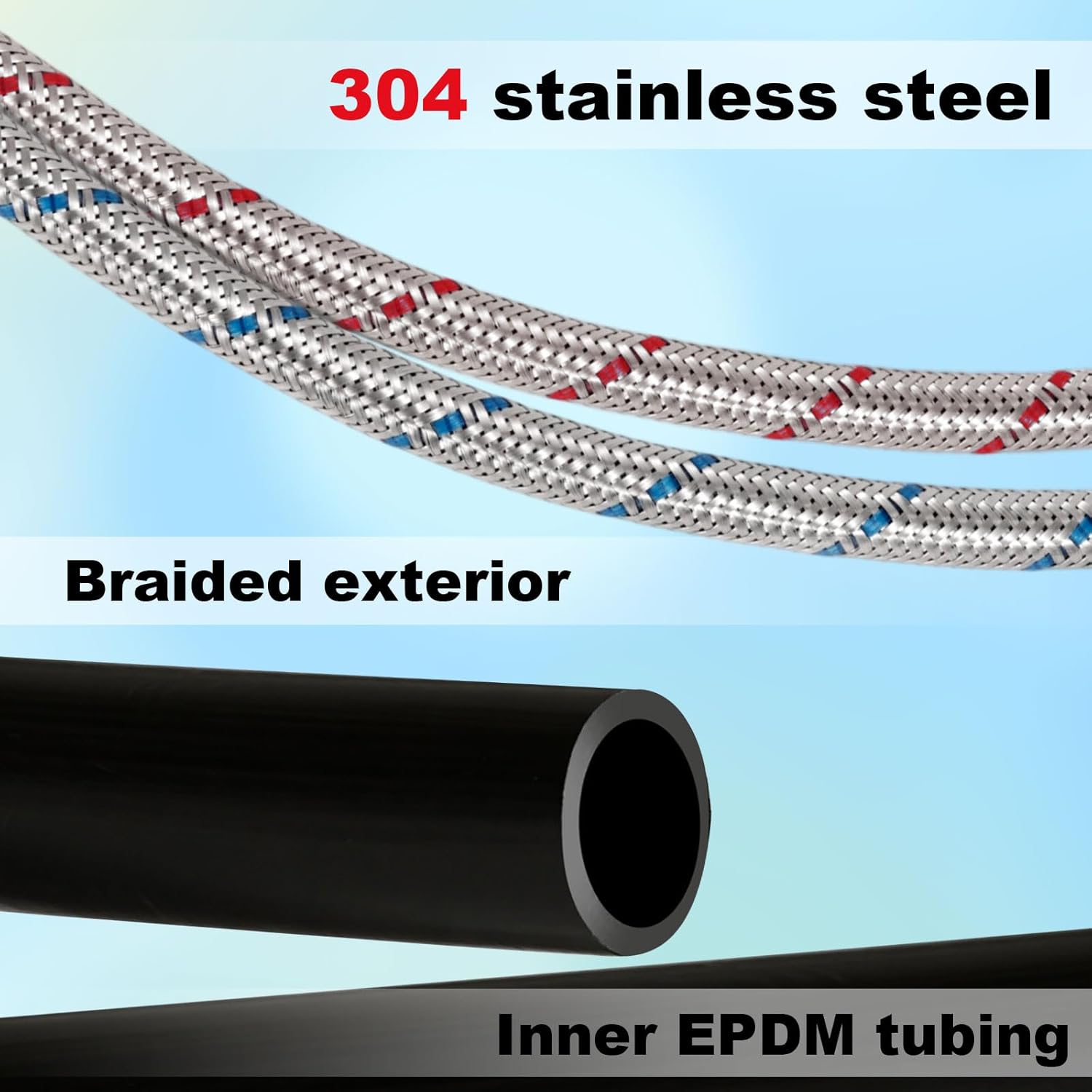 2pcs Faucet Supply Lines, 16in Stainless Steel Sink Hose Leak-Proof 3/8in Female Compression M10 Male Connector Water Line Parts for Bathroom Kitchen