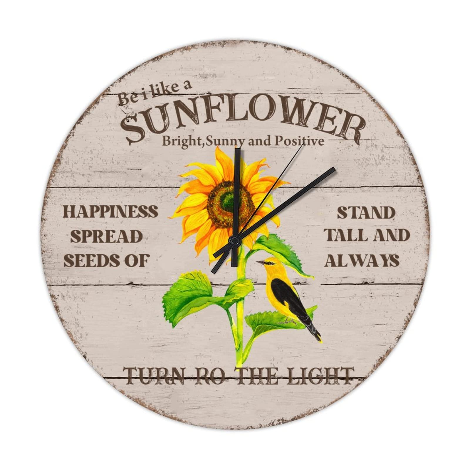 Horloge murale ronde en bois de 38 cm avec un motif floral aquarelle