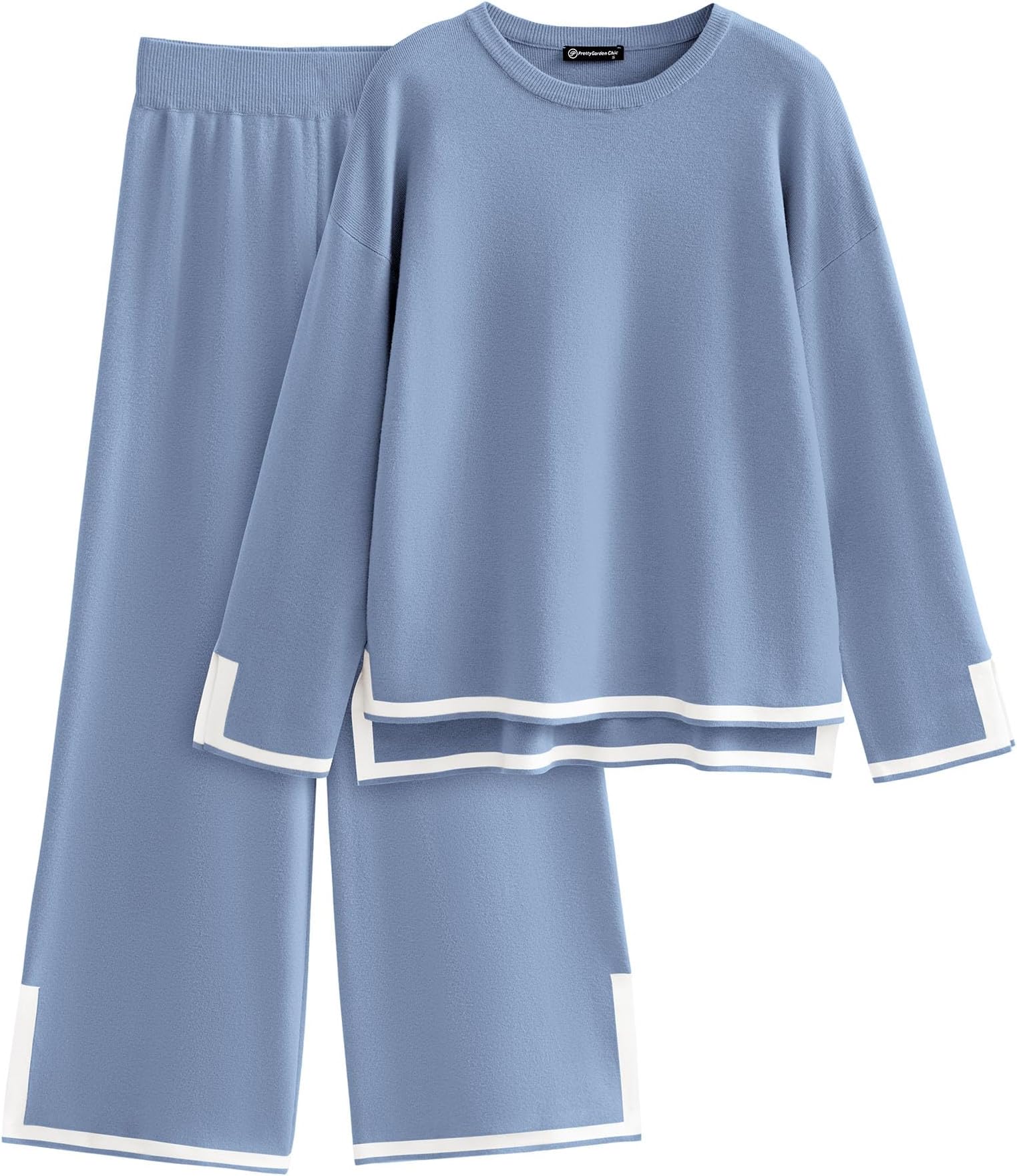 Women's 2 Piece Fall Knit Sweater Set Long Sleeve Tops Wide Leg Pants Sweatsuit Tracksuit Outfit Winter Clothing