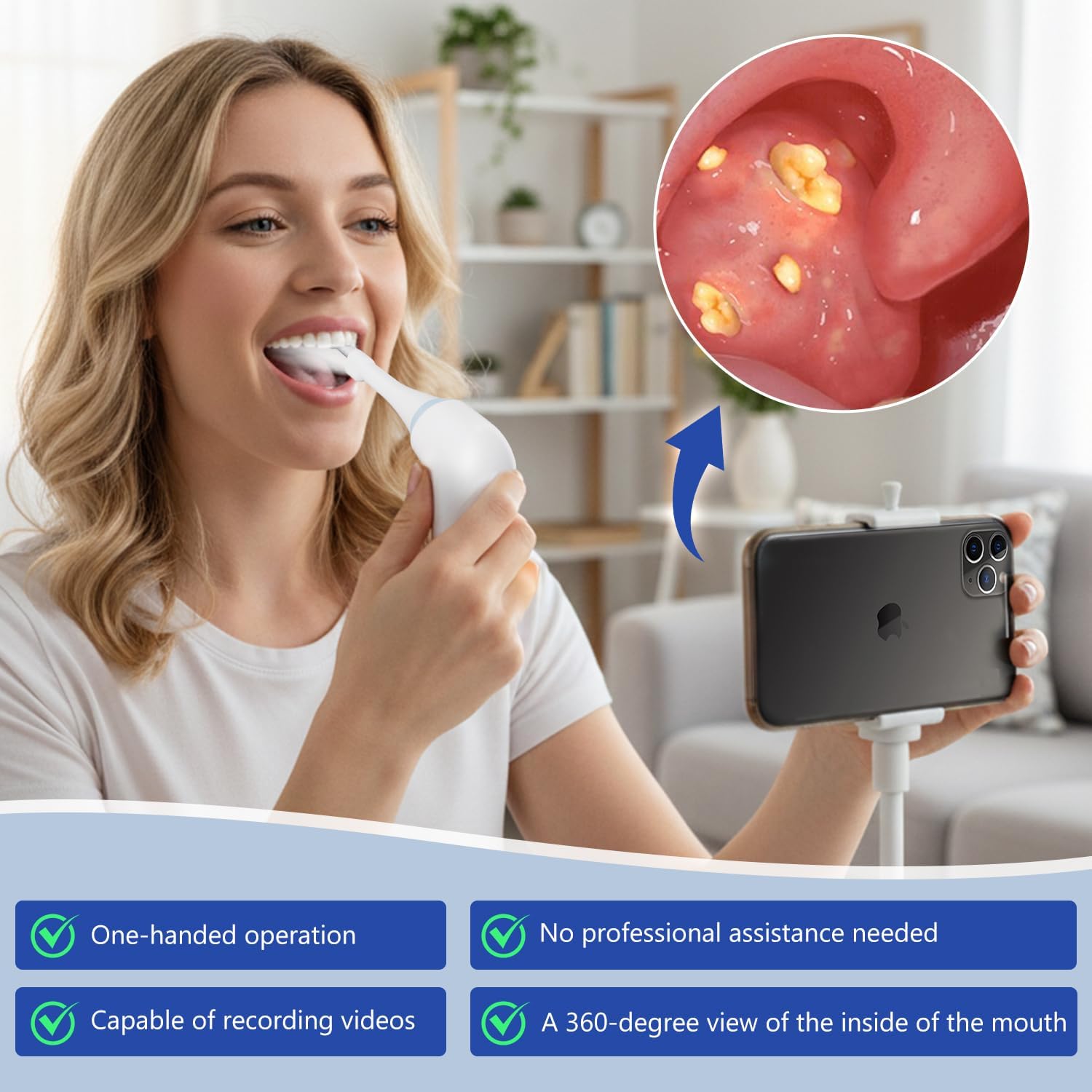 2026 Upgraded Electric Tonsil Stone Remover with 1080P Camera，Tonsil Stone Removal Kit with LED Light，900mAh Tonsil Stone Vacuum – Oral Care for Mouth Health & Painless Cleaning