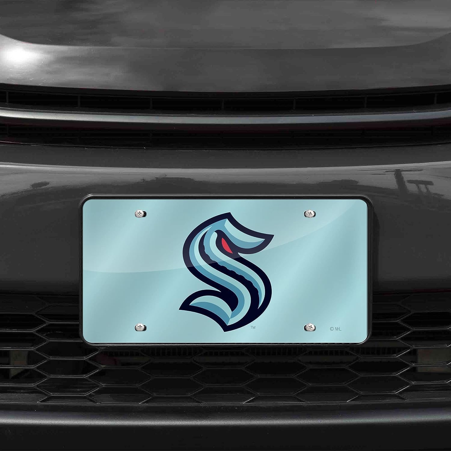 Seattle Kraken Logo Color Mirror Look Acrylic License Plate Laser Tag