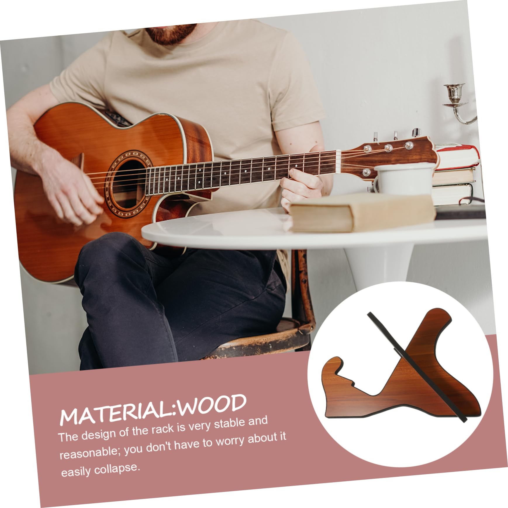 Hemobllo Supporto per Chitarra da Terra Portatile X in Legno Marrone | Smontabile, per Negozio e Casa, Adatto a Basso e Chitarra, Finitura Elegante