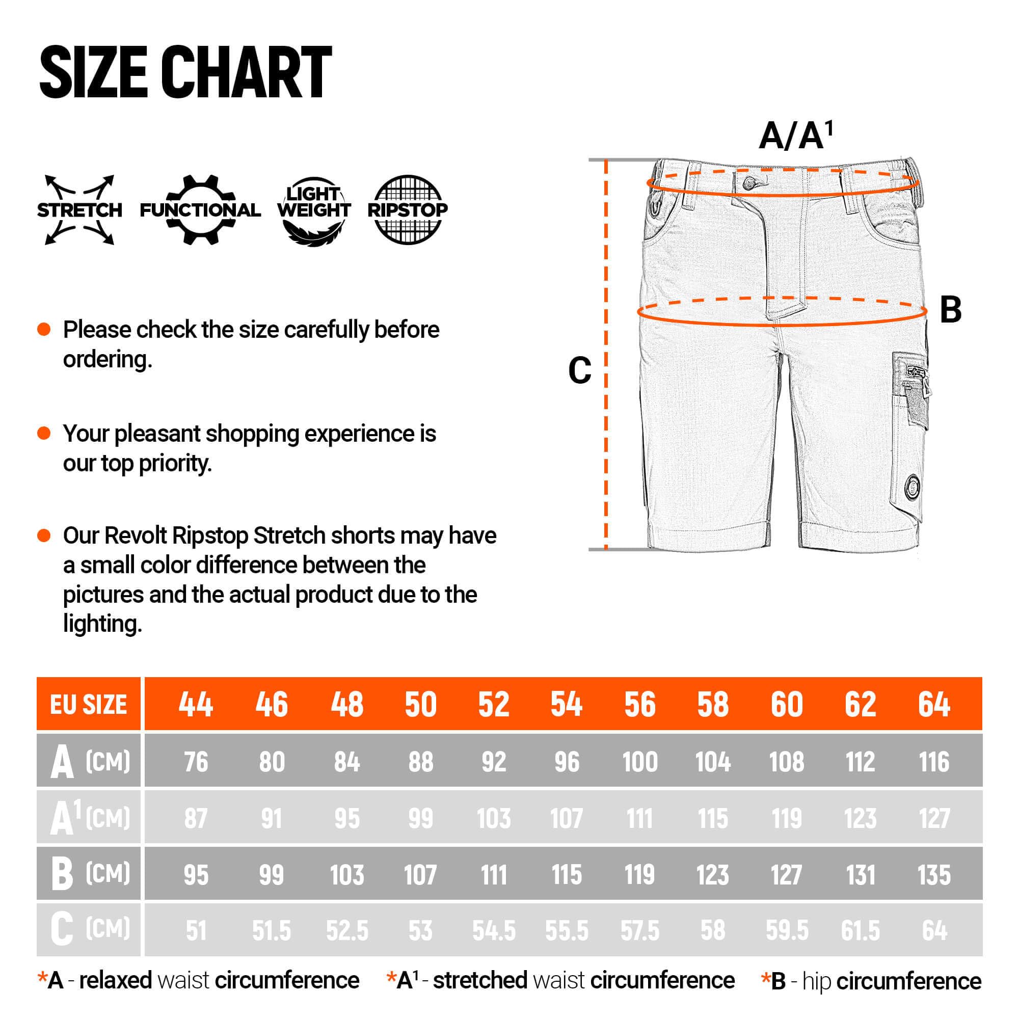 Revolt Ripstop Pantalones Cortos Trabajo Hombre Elasticos - Bermudas Trabajo Hombre Stretch