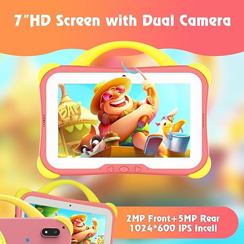 Miniatura 5 de weelikeit Tableta para niños, tableta Android 14 para niños, 7 pulgadas con funda, 8 GB (4+4) y 64 GB (ampliable hasta 512 GB) para niños pequeños,