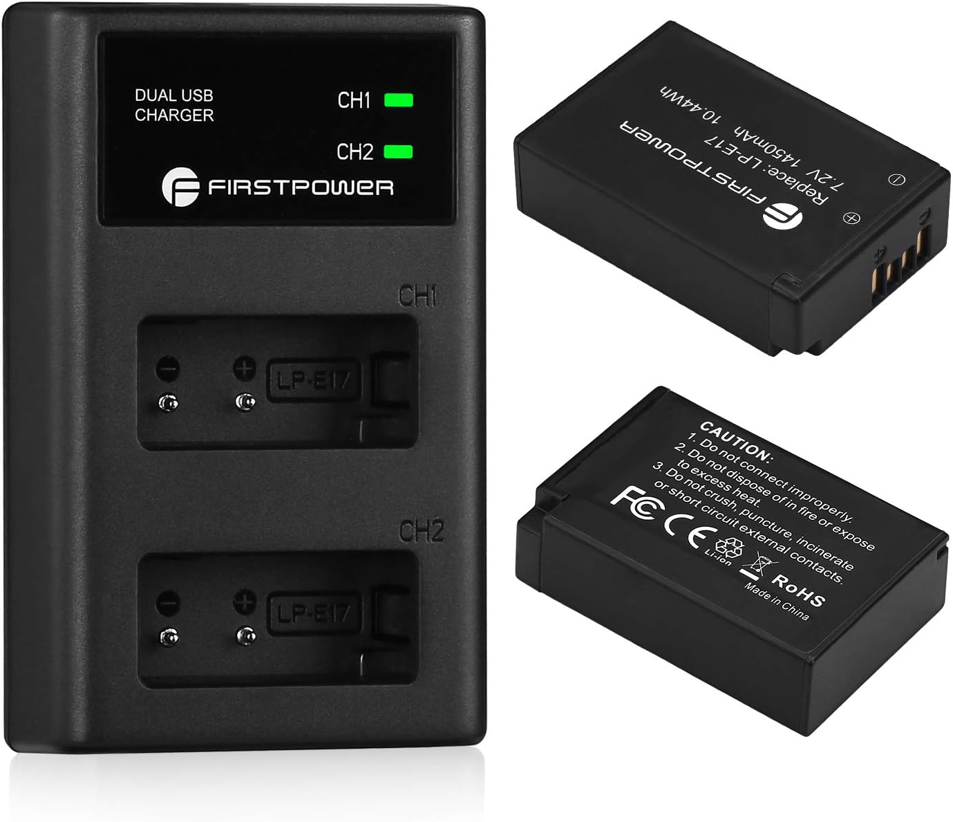 2-Pack LP-E17 Battery and Dual USB Charger for Canon EOS RP R8 R10 R50 R100, Rebel T6i T7i T8i T6s SL2 SL3, Powershot V1, M3 M5 M6, M6 Mark II, 200D 77D 750D 760D 800D 8000D Camera
