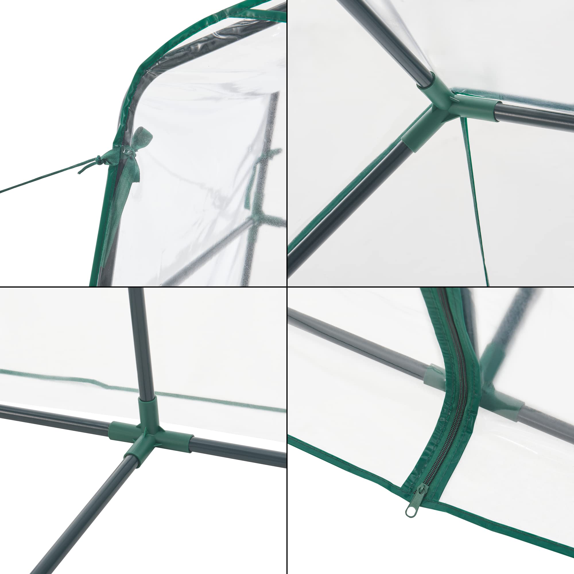 [en.casa] Serra da Giardino con Scaffali a 4 Ripiani Struttura in Acciaio Copertura in PVC Trasparente Porta con Chiusura a Zip Serra a Casetta per Piante Orto 195x140x73 cm