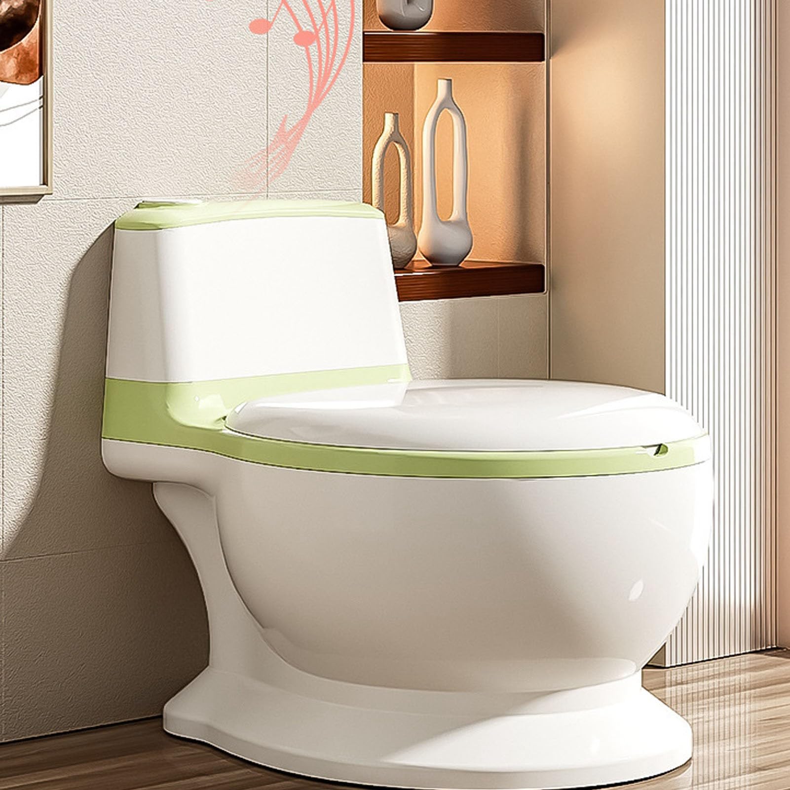 Inodoro de Entrenamiento para Ir Al Baño, Asiento Ergonómico para Orinal de Ajustable, Orinal de Viaje Portátil con Olla Extraíble y Almohadilla Antideslizante para Bebés y Niños (GREEN)