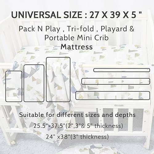 Miniatura 7 de Mini sábanas para cuna Mountain Pack N Play, suaves, transpirables, portátiles, para bebé niño