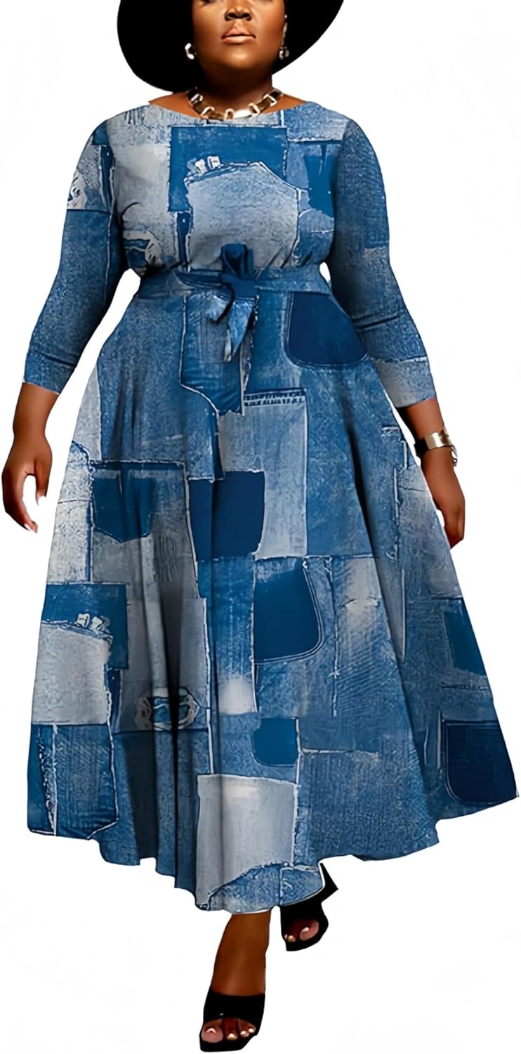 Vestido largo formal de talla grande para mujer, Dominican