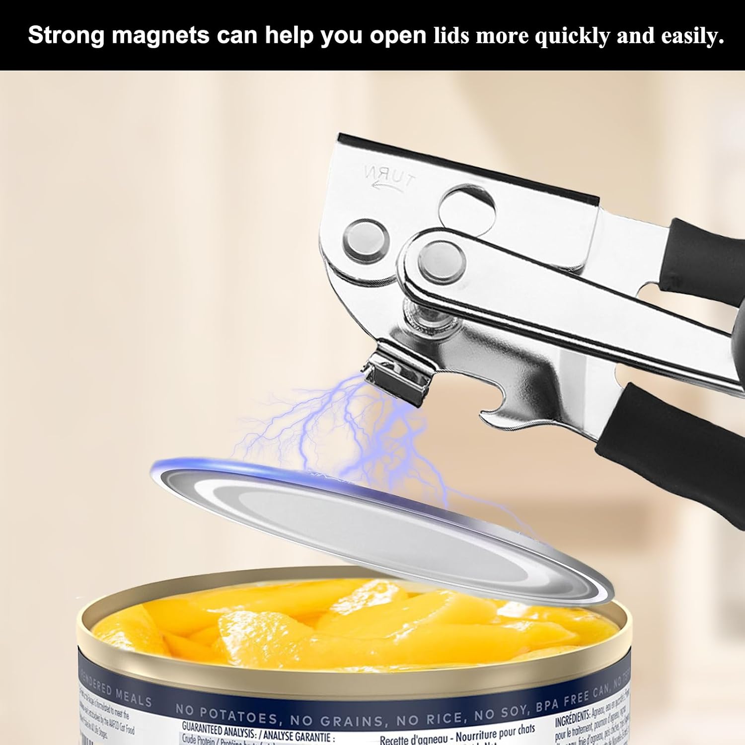 Commercial Can Opener, Heavy Duty Can Opener Manual with Magnet