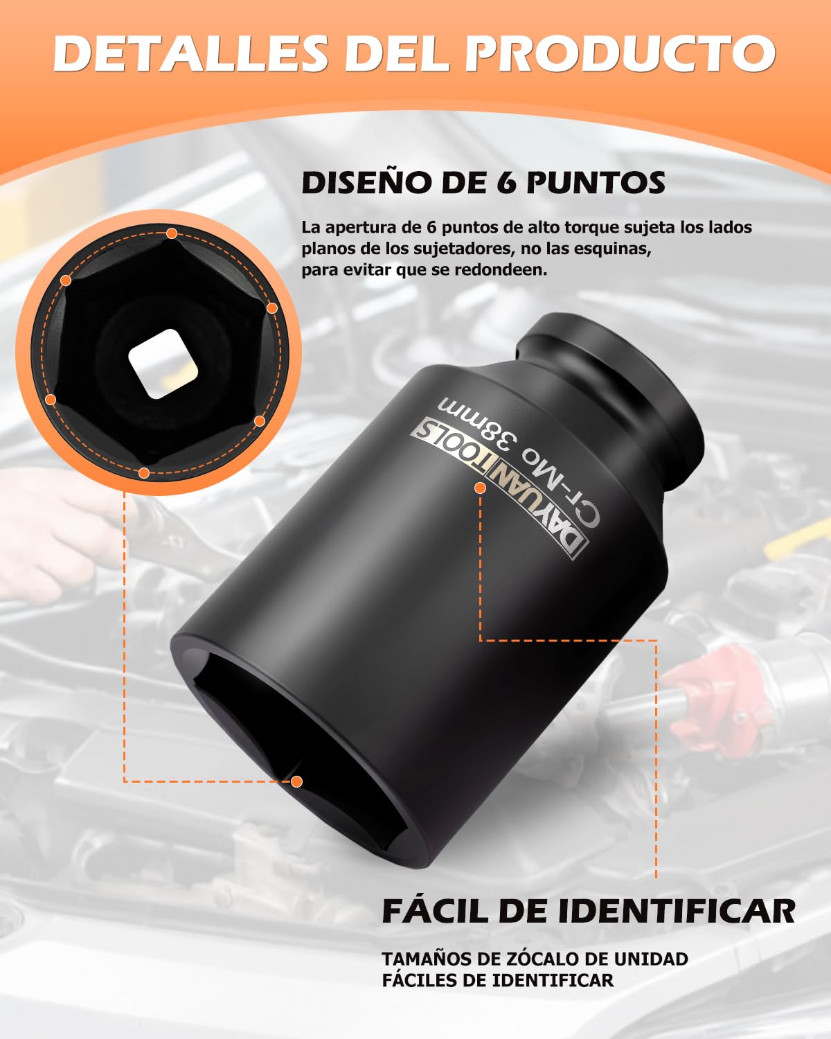 Juego de 9 tuercas de eje de impacto de 1/2 pulgada 29 30 31 32 33 34 35 36 38 mm