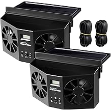 2 Pack Solar Powered Car Exhaust Fan 3 Fans Car Window 4500 RPM Air Vent Radiator Solar Energy Cooling Vent Exhaust for General Types(Solar 2 Fans,Black)