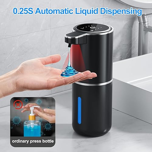 Miniatura 7 de Dispensador de jabón automático, recargable por USB, sin contacto, 4 niveles de espuma, dispensador automático de jabón líquido para manos con